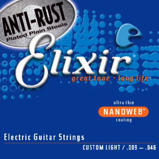 anti-rust badge on the package of new Elixir strings